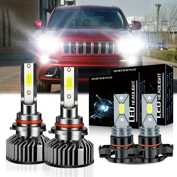 For Jeep Cherokee 2016-2019 Headlights,9005 HB3 High Beam and Low Beam Bulbs+2504/H16/5202 LED Fog light Bulbs,6pc