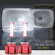 For Jeep Cherokee XJ YJ Chevy 5x7 7x6LED Crystal Clear Glass Lens Headlight Set