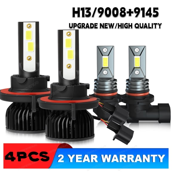 For Jeep Compass 2007 2008 2009 Quayub Combo 4x LED Headlights + Fog Light White Bulbs