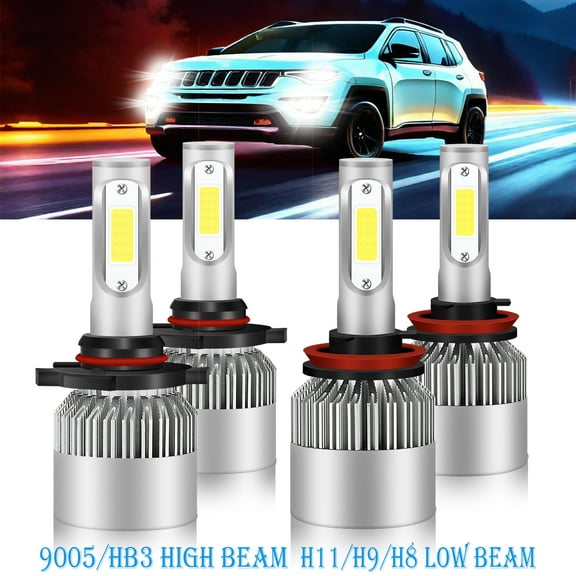 For Jeep Compass 2011 2012 2013 2014 2015 2016 2017 2018 2019 2020 Led Headlight Bulbs 9005 H11 High&Low Beam 4pcs
