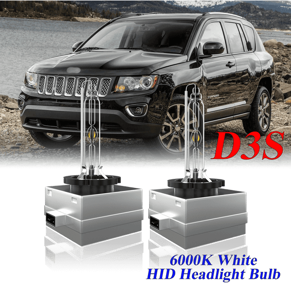 For Jeep Compass 2017 2018 2019 D3S HID Headlight High/Low Beam 6000K Crystal White Xenon Bulbs Set 2