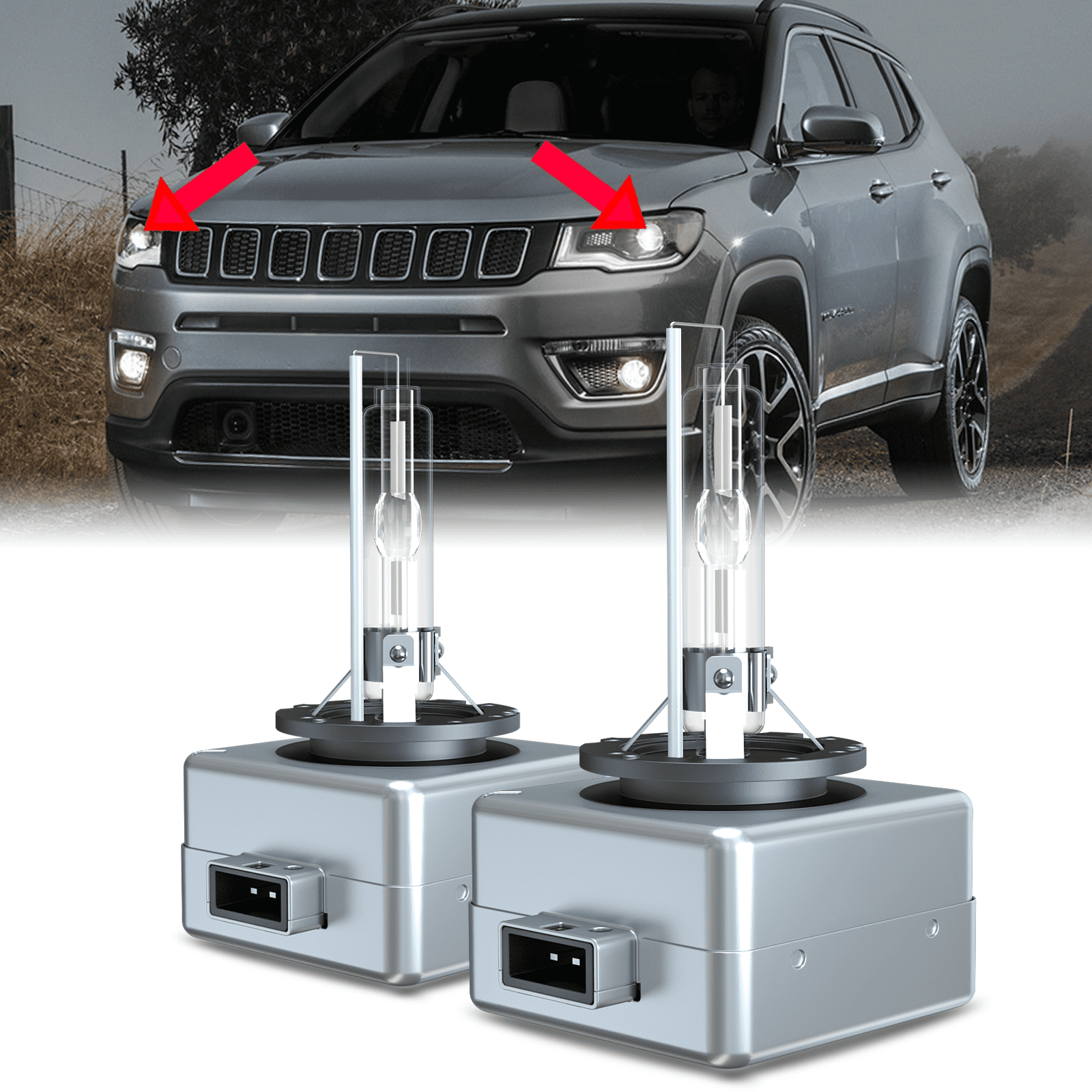 For Jeep Compass 2017-2021 6000K Xenon HID Headlight Bulb High Low Beam