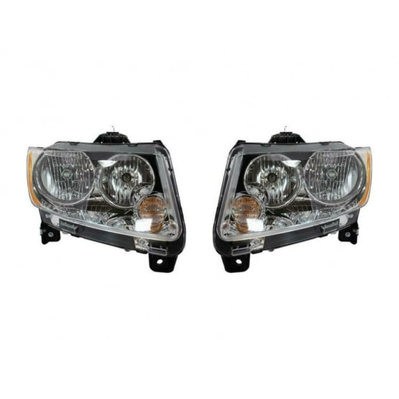 For Jeep Compass Headlight Assembly 2011 2012 2013 Pair Driver and Passenger Side | Lens/Housing | CAPA | CH2518139C