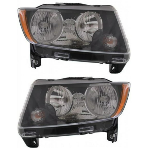 CarLights360: For Jeep Compass Headlight 2013-2017 Pair Driver and Passenger Side | w/Bulbs | Black Housing | DOT Certified | CH2502246, CH2503246