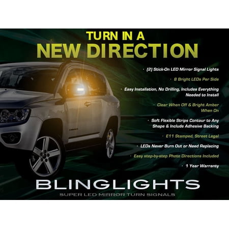For Jeep Compass LED Side Mirror Lights Turn Signal Lamp Set Kit Pair