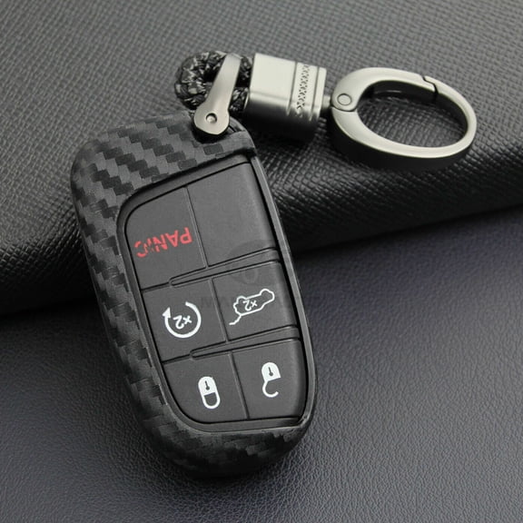 For Jeep Dodge Chrysler Carbon Fiber Look Key Fob Chain