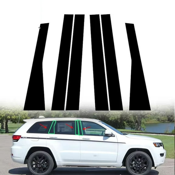 For Jeep Grand Cherokee 11-21 6PCS Glossy Black Pillar Posts Window Trim Covers