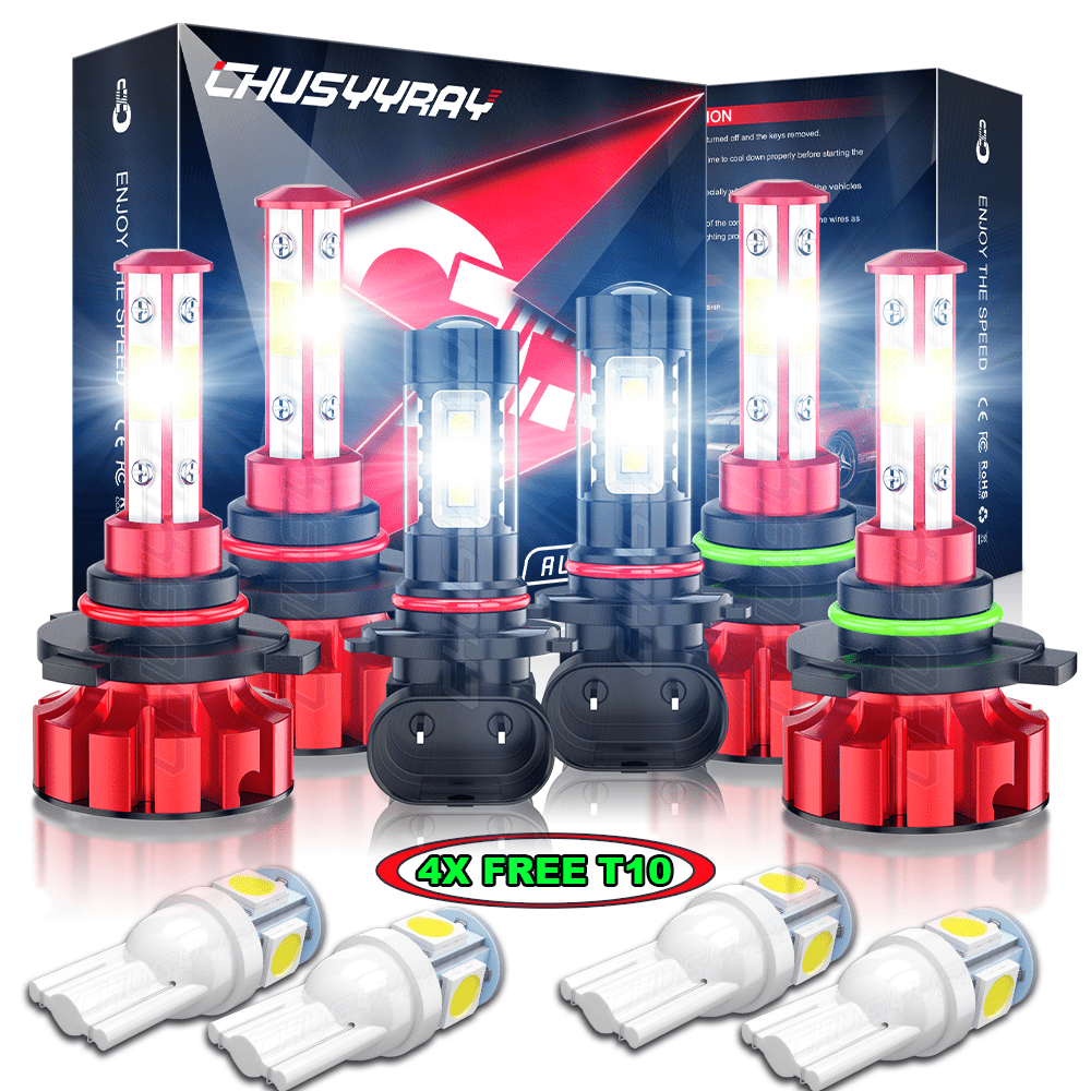 6000K LED Headlight + Fog Bulb Combo Kit – For Jeep Grand Cherokee 1993-1998 – 9007/HB5