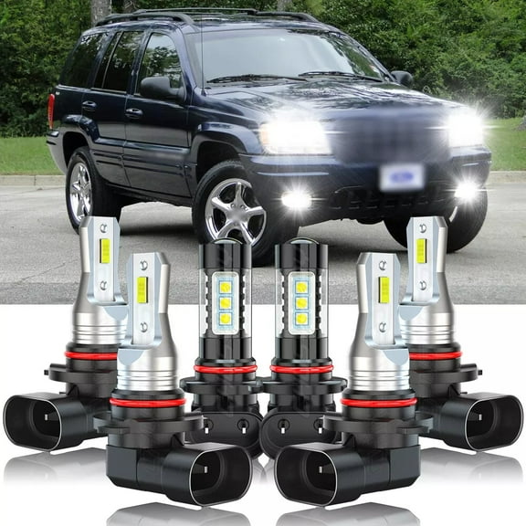 For Jeep Grand Cherokee 2005-2010 LED Headlight High Low Beam Fog Light Bulbs Kit 6000K White 6x