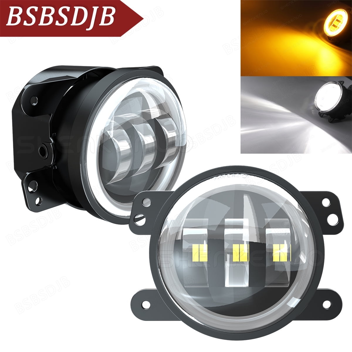 For Jeep Grand Cherokee 2011~2013 4" Round LED Fog Light DRL Light White Amber