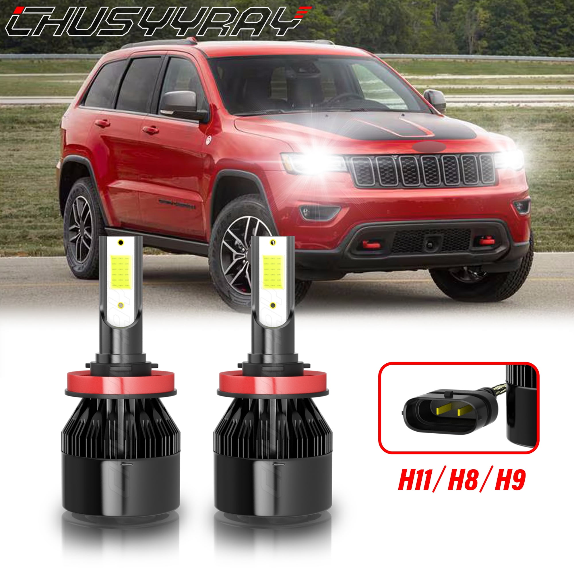 CHUSYYRAY 6x 6000K LED Headlight & Fog Light Combo For Jeep Grand Cherokee 2014-2018 – 9005+H11+9145, IP68