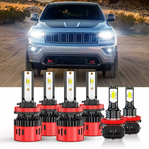 For Jeep Grand Cherokee 2019 2020 LED Headlight High Low Beam + Fog Light Bulbs Kit 6000K White 6x