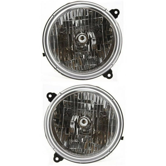 For Jeep Liberty 2003 2004 Headlight Assembly Driver and Passenger Side Pair w/Bulbs Replaces CH2502146 CH2503146