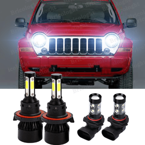 For Jeep Liberty 20082012 4X LED Headlight High/Low + Fog Light Bulbs