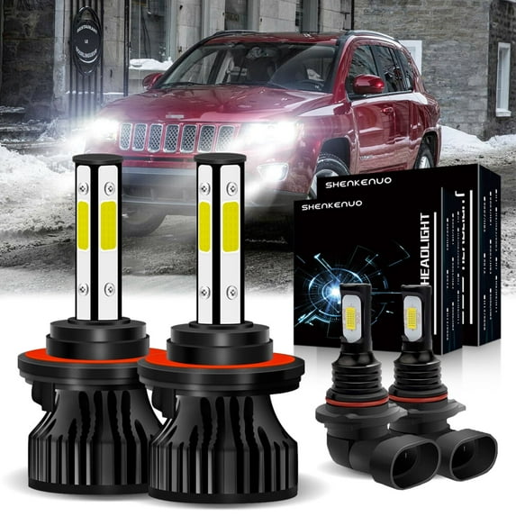 For Jeep Liberty 2008-2012 LED Headlights Bulbs 9008/H13 High/Low Beam 9145 Fog light 6000K White,4pcs