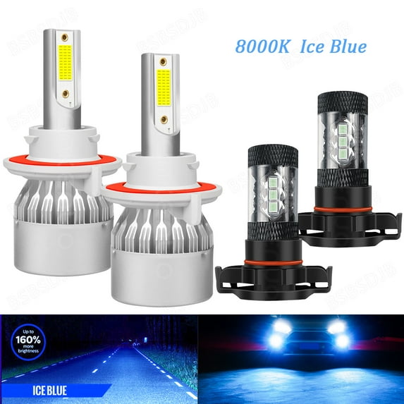 For Jeep Patriot 2010-2017 - 4x LED Headlight High/Low Beam + Fog Light Bulbs Ice Blue