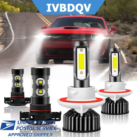 For Jeep Patriot 2010-2017 LED Headlight H13 High/Low Dual Beam +5202 Fog Light Bulbs Kits White 4pcs