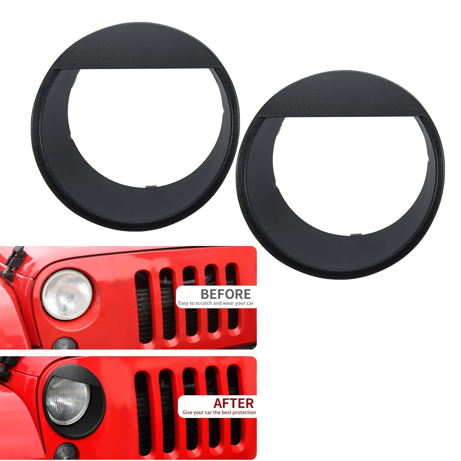 For Jeep Patriot 2011-17 Angry Bird Style Front Lamp Headlight Cover Trim Black