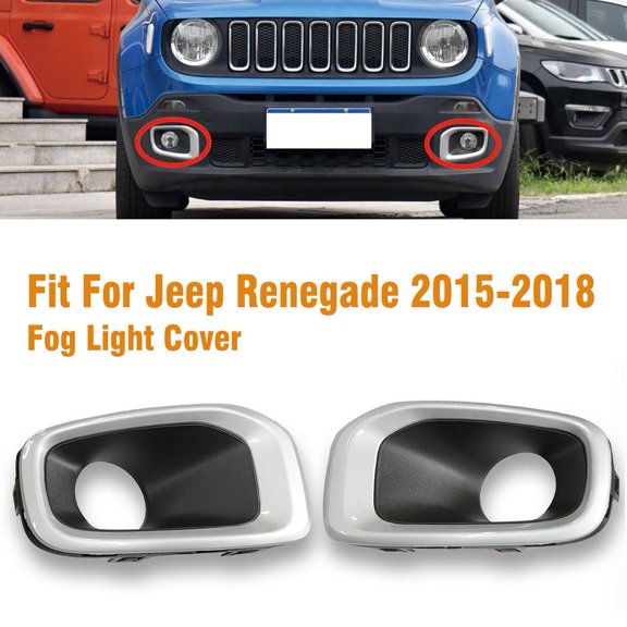 For Jeep Renegade 2015-2018 Pair Fog Light Cover Bezel Bumper Lamp Front Lh + Rh
