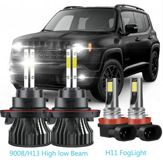 For Jeep Renegade 2015-2019 LED Headlights High Low Beam Fog Light Bulbs Combo White
