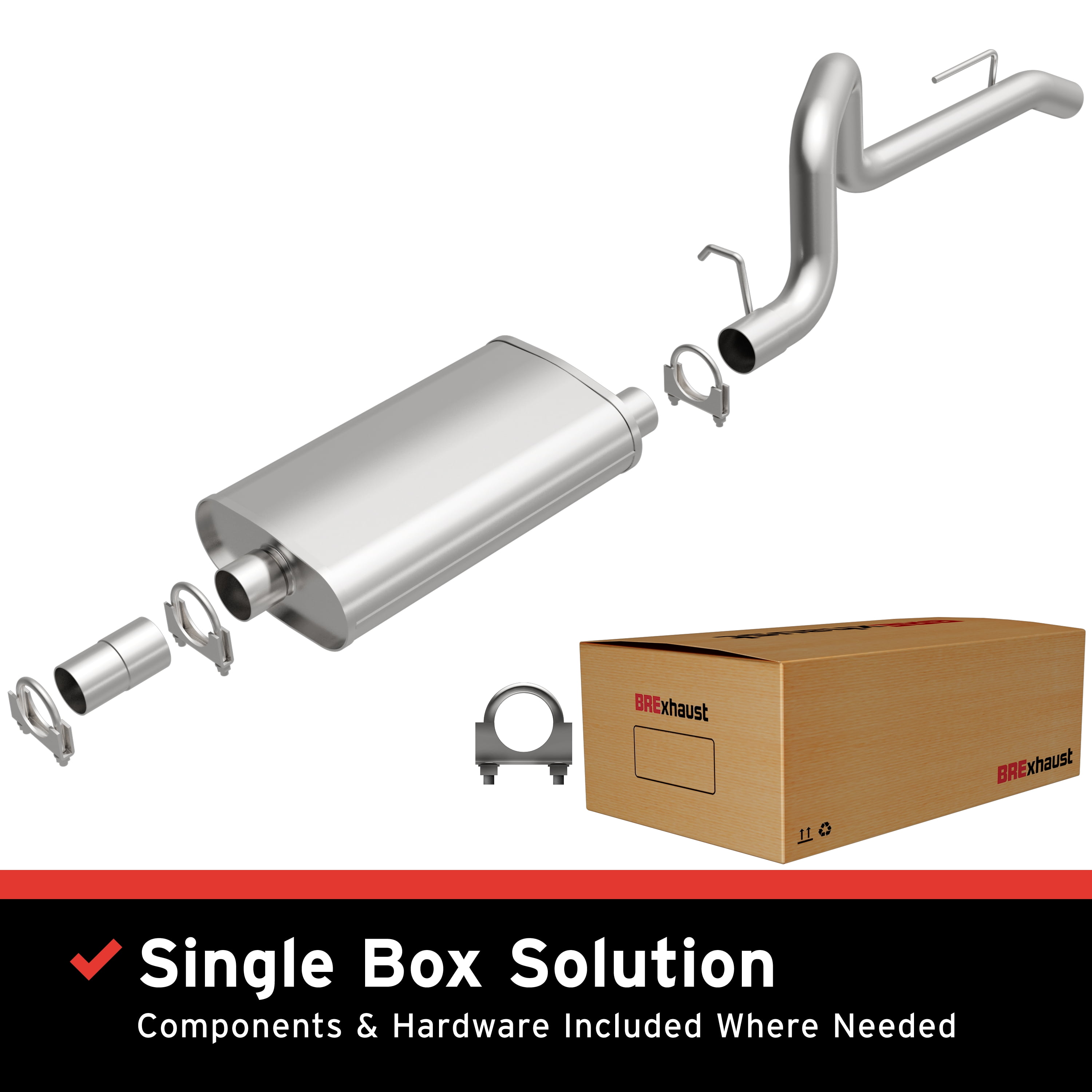 BRExhaust OE Replacement Exhaust System Kit 106-0051: Compatible with 1987-1992 Jeep Wrangler 2.5L, 1991-1992 Jeep Wrangler 4.0L, 1987-1990 Jeep Wrangler 4.2L