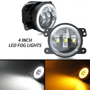 For Jeep Wrangler JK 2 Door 20072015 4INCH Round LED Bumper Fog Lights DRL