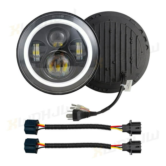 For Jeep Wrangler JK LJ TJ CJ RGB 2PCSD 7" inch Round LED Headlights DRL Light