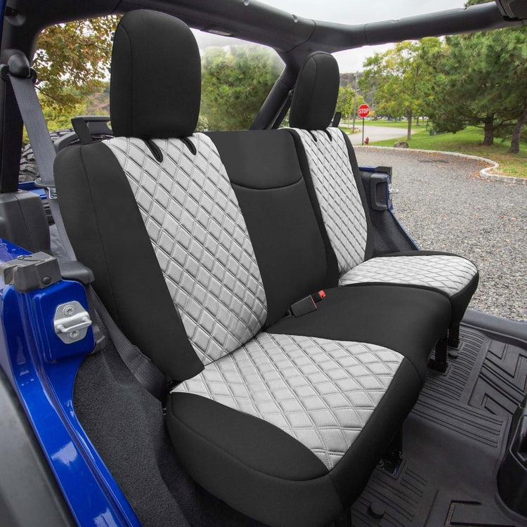 For Jeep Wrangler JL 2DR 2018-2023 FH Group Neoprene Custom Fit Car Seat Covers Rear Set - Gray