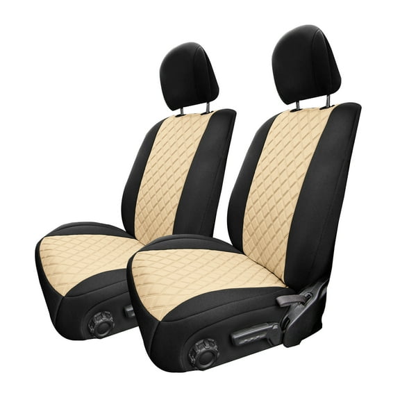 For Jeep Wrangler JL 4DR 2018-2023 FH Group Neoprene Custom Fit Car Seat Covers Front Set - Beige