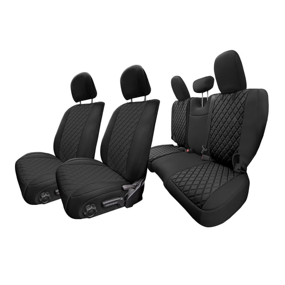 For Jeep Wrangler JL 4DR 2018-2023 FH Group Neoprene Custom Fit Car Seat Covers Full Set - Black
