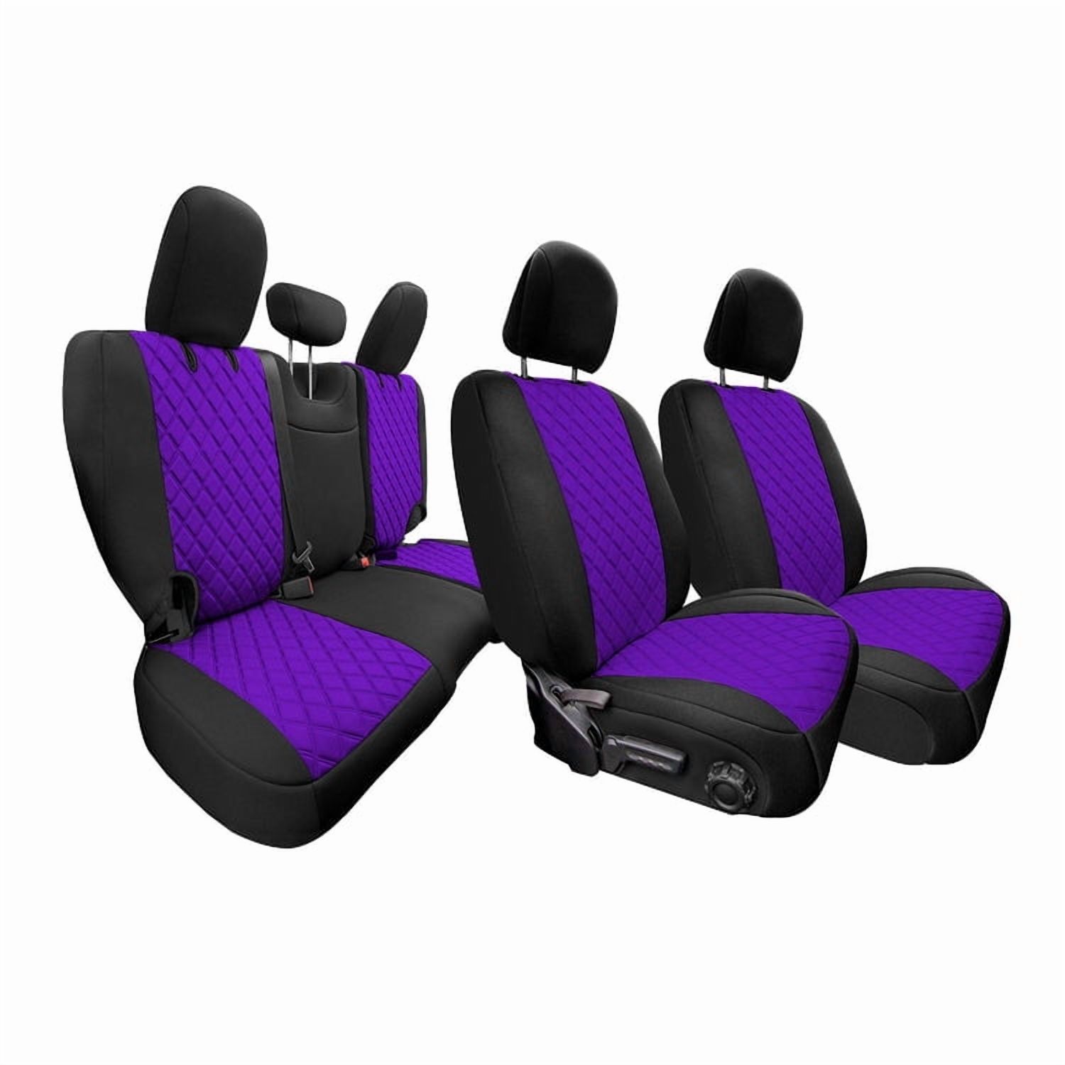 For Jeep Wrangler JL 4DR 2018-2023 FH Group Neoprene Custom Fit Car Seat Covers Full Set - Purple