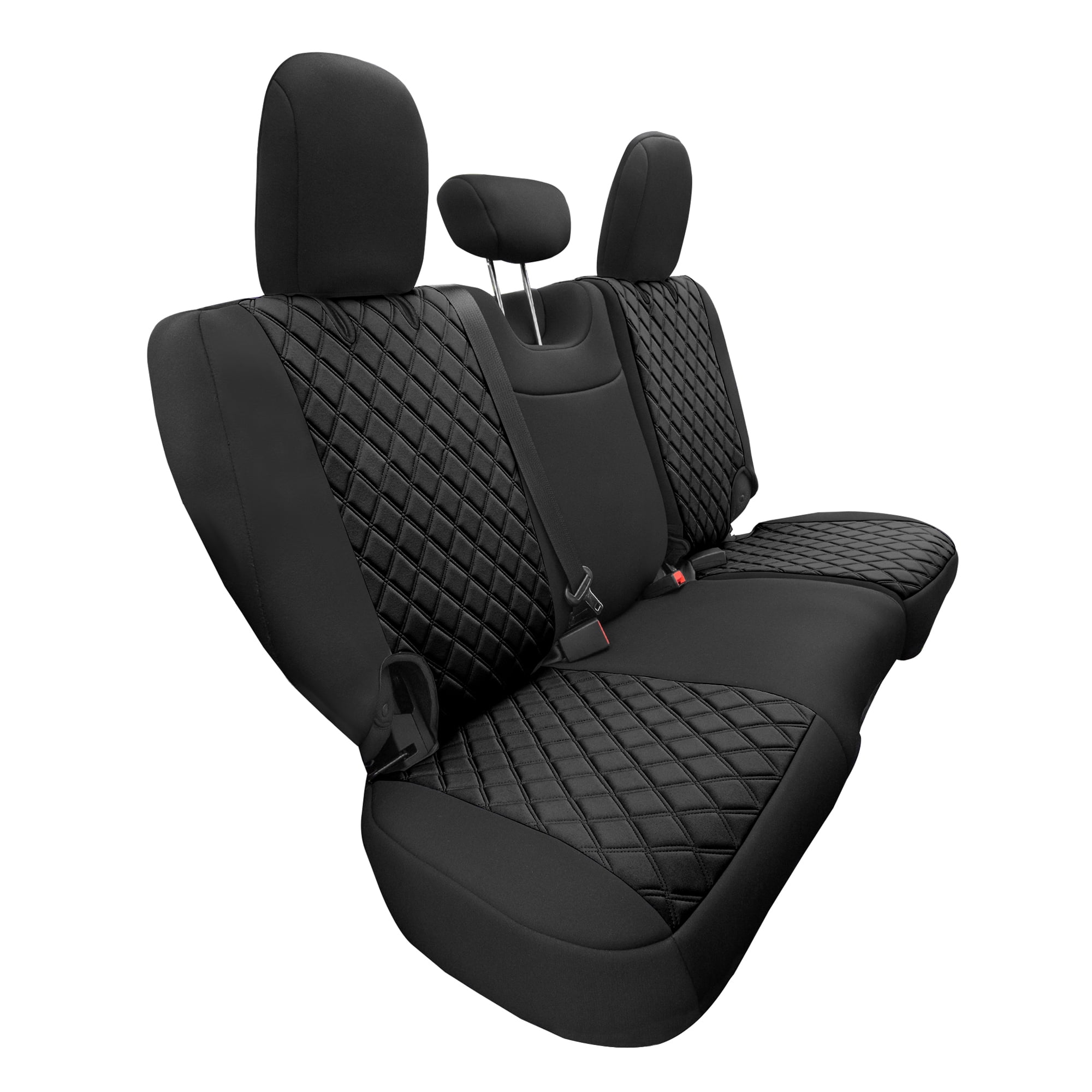 For Jeep Wrangler JL 4DR 2018-2023 FH Group Neoprene Custom Fit Car Seat Covers Rear Set - Black