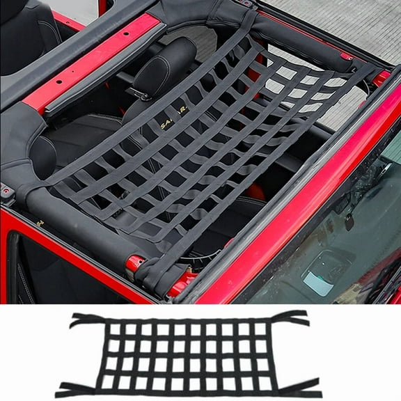 For Jeep Wrangler TJ JK JL Car Roof Mesh Cargo Net Window Extra Storage