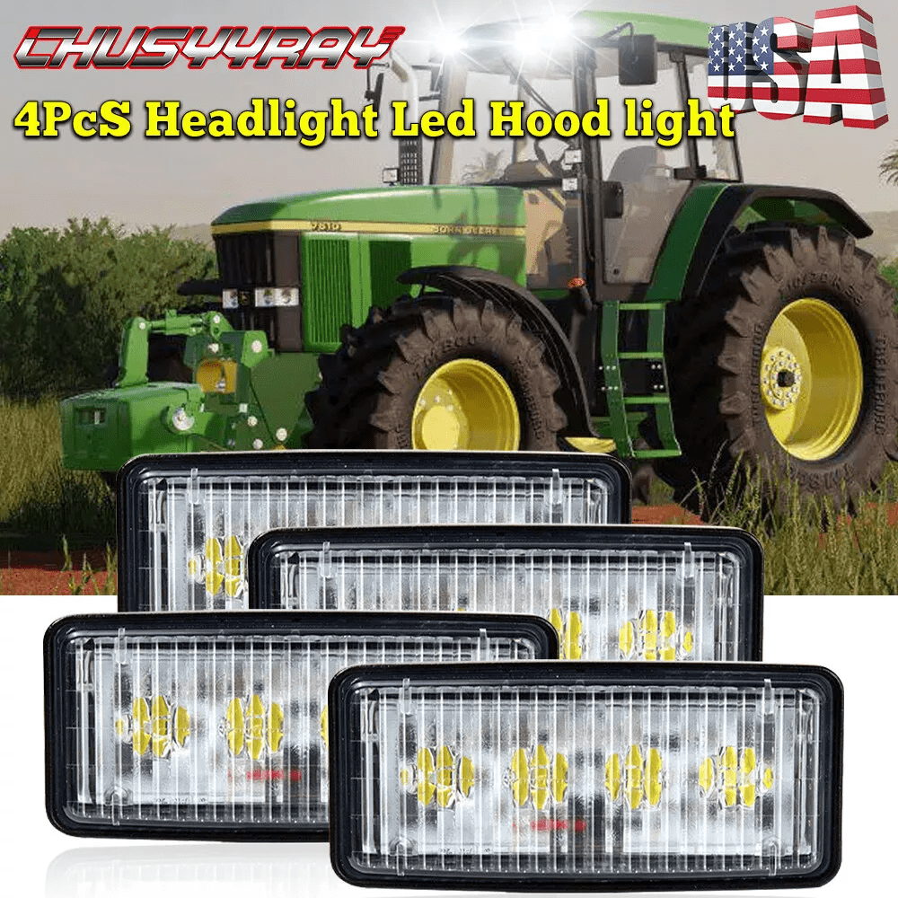 For John Deere Tractors 7210,7410,7510,7610,7710 4 LED Headlight Upper Cab Light