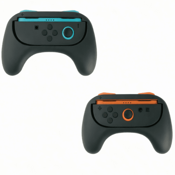 For Joy-Con Grip Compatible with Switch 2, Ergonomic Game Controller Handle, Black Body with Blue and Orange Buttons