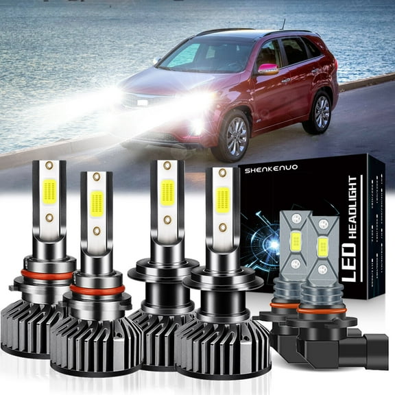 For KIA FORTE 2019-2020 Headlights,H7 High Beam+9005 HB3 Low Beam Bulbs+9006 LED Fog light Bulbs,6pc