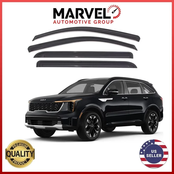 For KIA SORENTO 2021-2024 Black Window Sun Vent Visor Rain Guard Deflector