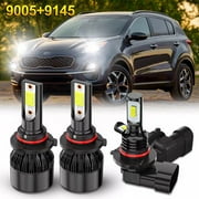 For KIA SPORTAGE 2020 2021 2022 9005 LED Headlight + 9006 LED Fog Light Bulbs 6000K Pure White 4x