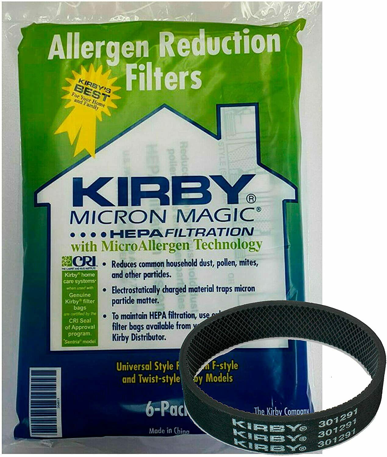 For KIRBY VACUUM BAGS:6 Sentria UNIVERSAL~ F Style MICRON MAGIC Hepa White Cloth+1 Genuine Kirby Belt