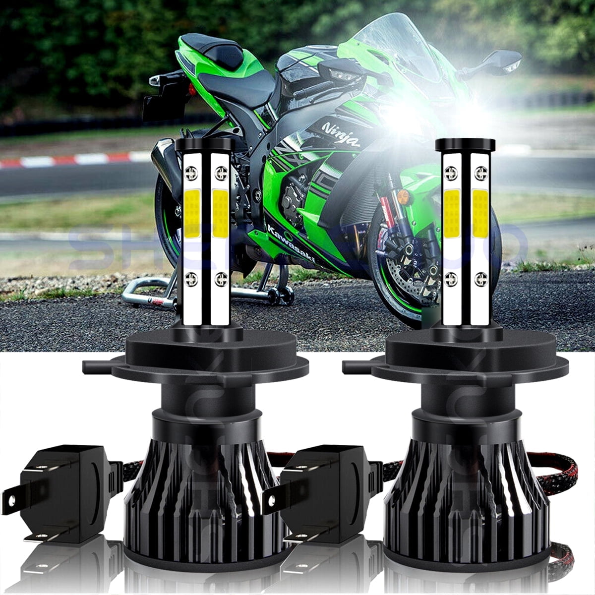 For Kawasaki Ninja ZX9R 1994-2003 2x H4 LED Headlight Bulbs