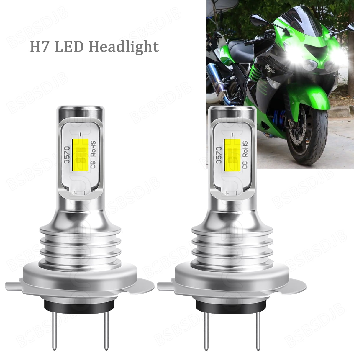 For Kawasaki ZX10 ZX10R LED 2011-2020 H7 LED Headlight Bulbs 6000K