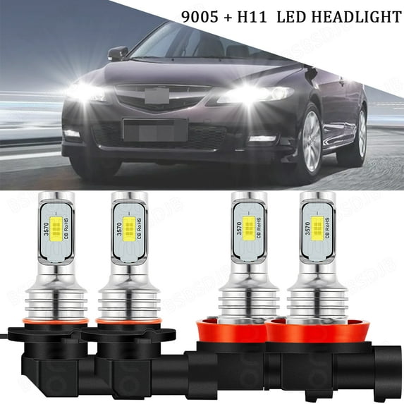 For Kenworth T680 T880 2013-2019 - 4x LED Headlight Bulbs 6000K Bright White