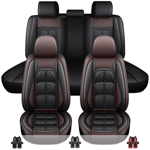 For Kia Car Seat Covers 5-Seats, Premium Pu Leather Auto Cushion Protector, Front Rear Seat Full Set for Soul,Forte,Sorento Coffee