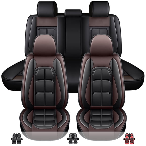 For Kia Car Seat Covers 5-Seats, Premium Pu Leather Auto Cushion Protector, Front Rear Seat Full Set for Soul,Forte,Sorento Coffee