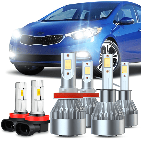 For Kia Forte 2014 2015 2016 LED Headlight High Low Beam Fog Light Bulbs Kit 6500K Crystal White 6x