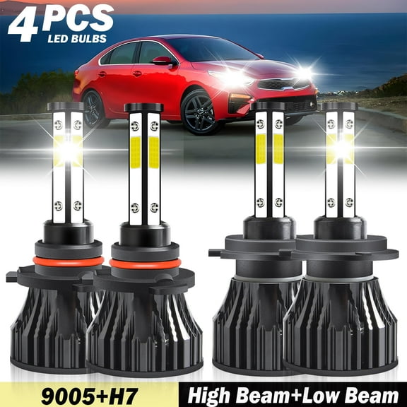 For Kia Forte 2017 2018 2019 2020 9005 H7 LED Headlight Bulbs High&Low Beam 4pcs