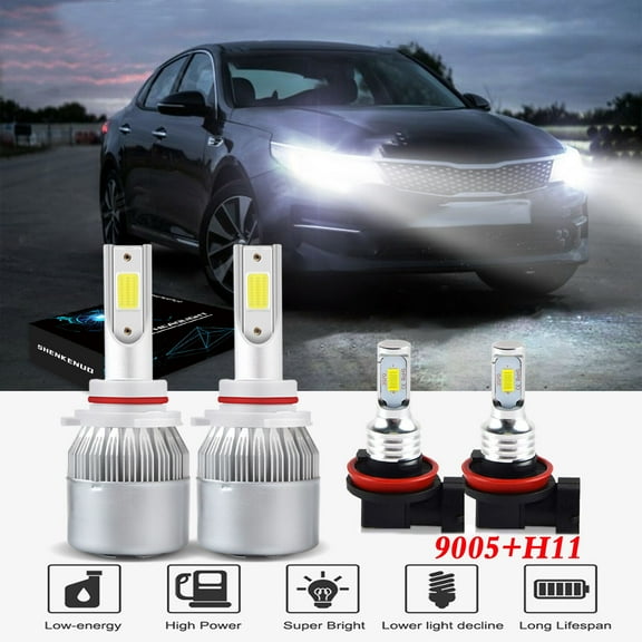 For Kia Niro 2017 2018 2019 Headlights 9005 HB3 High/Low Beam Headlights and H11 LED Fog Light Bulbs,4pcs