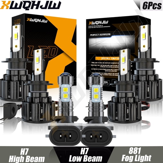 For Kia Optima 2001 LED Headlight Bulbs H7 H7 High and Low Beam 881 Fog Light Bulbs Kit