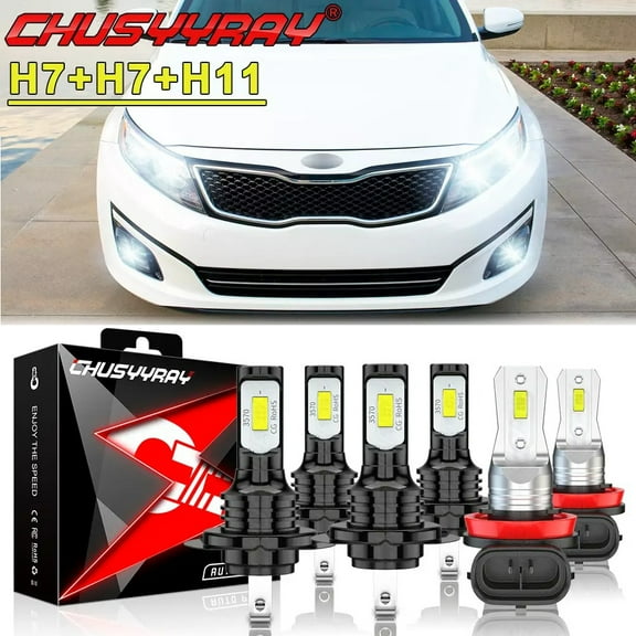 For Kia Optima 2014 2015 LED Headlight High Low Beam Fog Light Bulbs Kit 6000K White Super Bright 6x