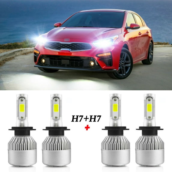 For Kia Sedona 2002-2005 2015 2016 2017 2018 LED Headlight Bulbs H7 High Beam and Low Beam 4pc